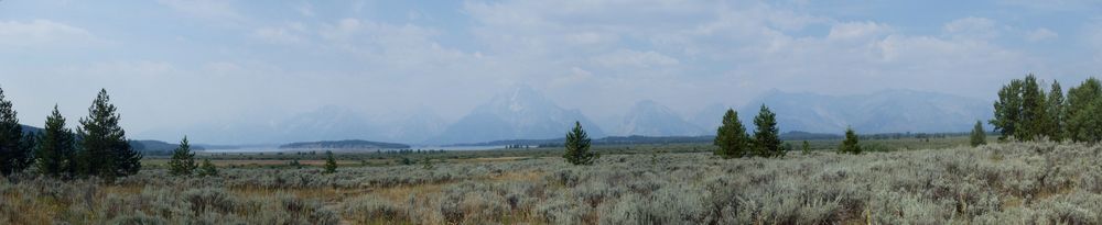 GDMBR: Looking west, back toward the Grand Teton Mountain Range.